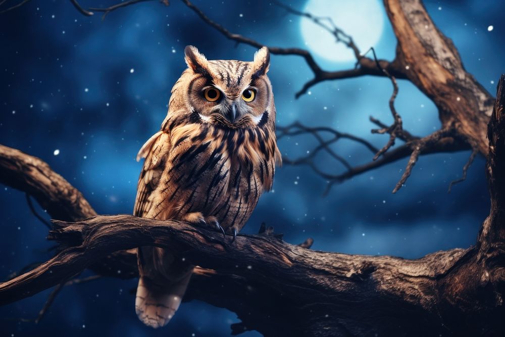 Owl animal night bird. AI generated Image by rawpixel.