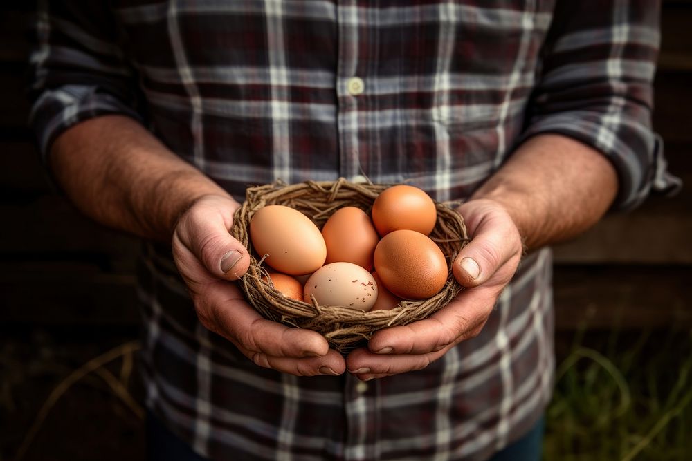 Egg farmer adult food. AI generated Image by rawpixel.