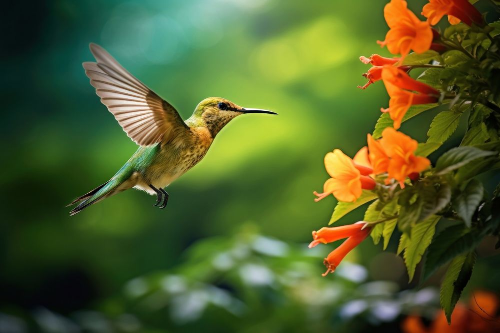 Bird hummingbird animal flower