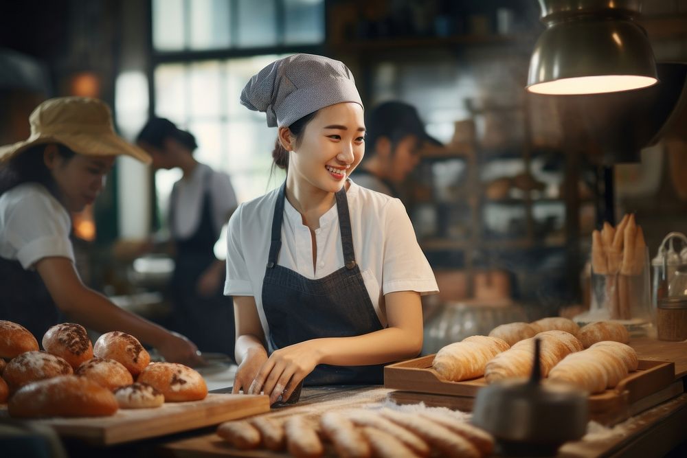 Bread bakery adult woman. AI generated Image by rawpixel.