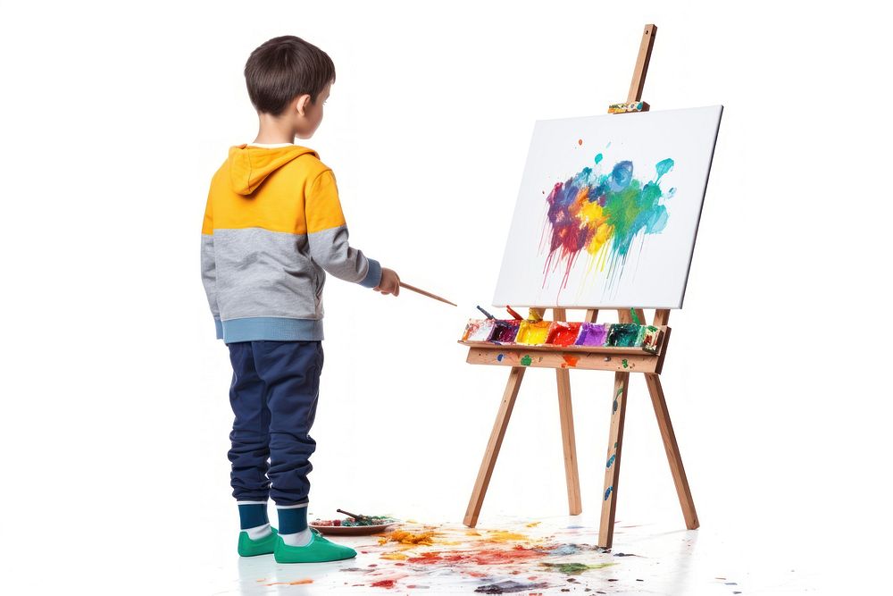Painting canvas brush child. AI generated Image by rawpixel.