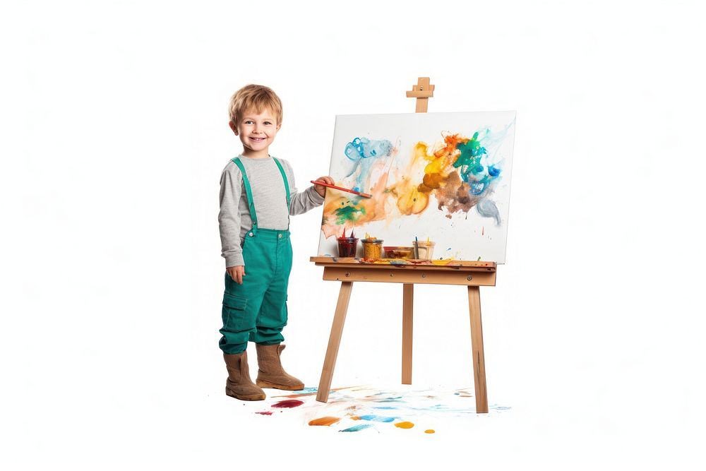 Painting canvas brush child. AI generated Image by rawpixel.