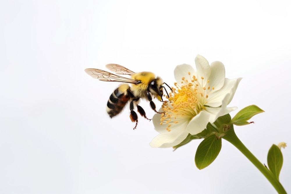 Flower bee blossom animal. AI generated Image by rawpixel.