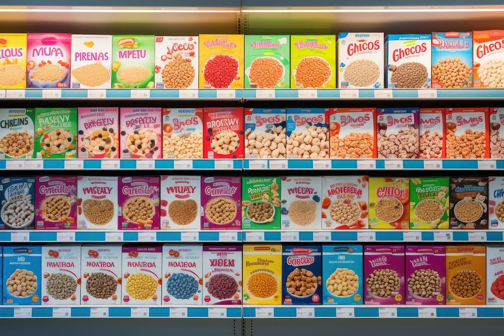 Supermarket shelf food arrangement. AI generated Image by rawpixel.