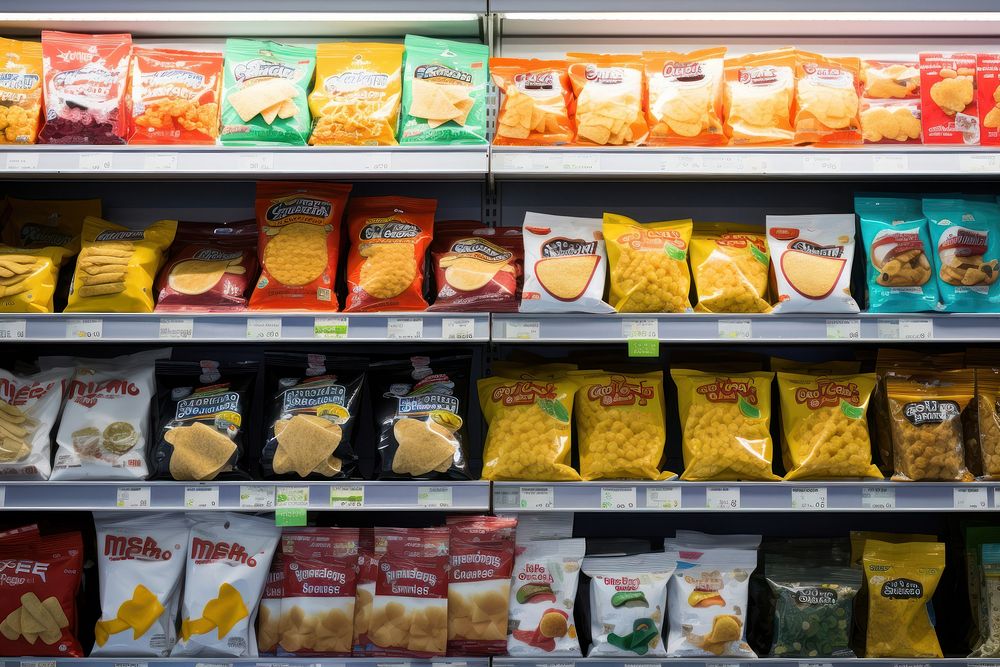 Supermarket snack shelf food. AI generated Image by rawpixel.