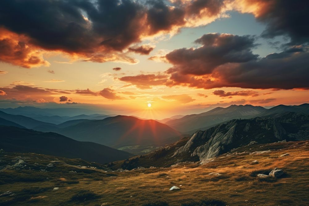 Nature sunset landscape panoramic. AI generated Image by rawpixel.