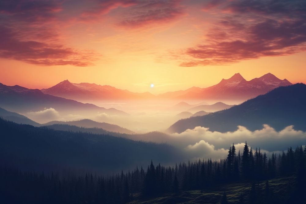 Mountain nature sunset landscape. 