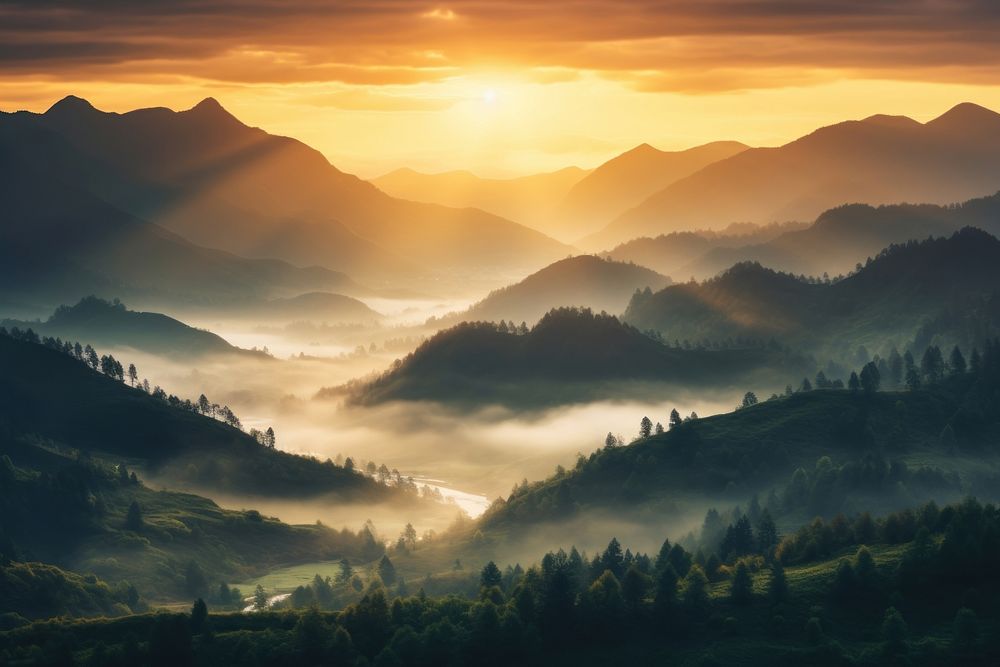 Nature landscape panoramic mountain. 