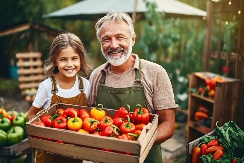 Agriculture smiling holding family. AI generated Image by rawpixel.