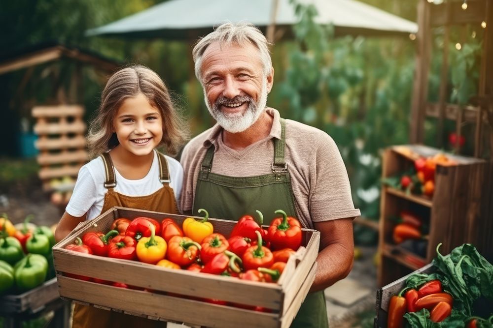 Agriculture smiling holding family. 