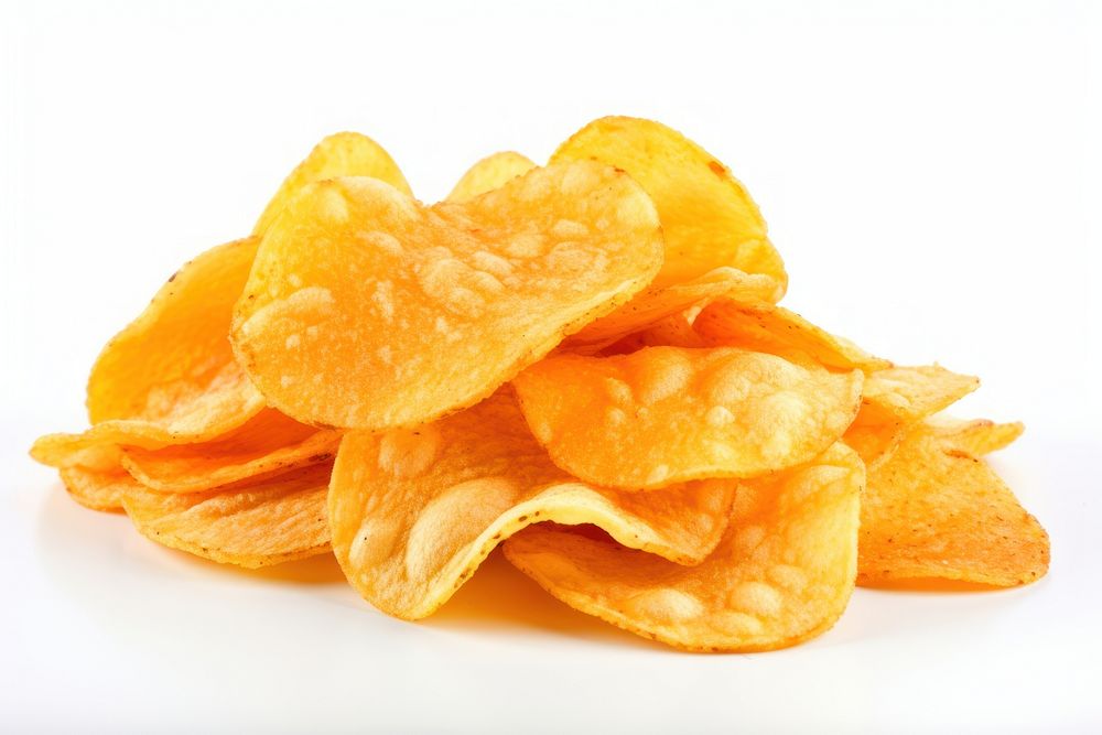 Snack food white background potato chip. 