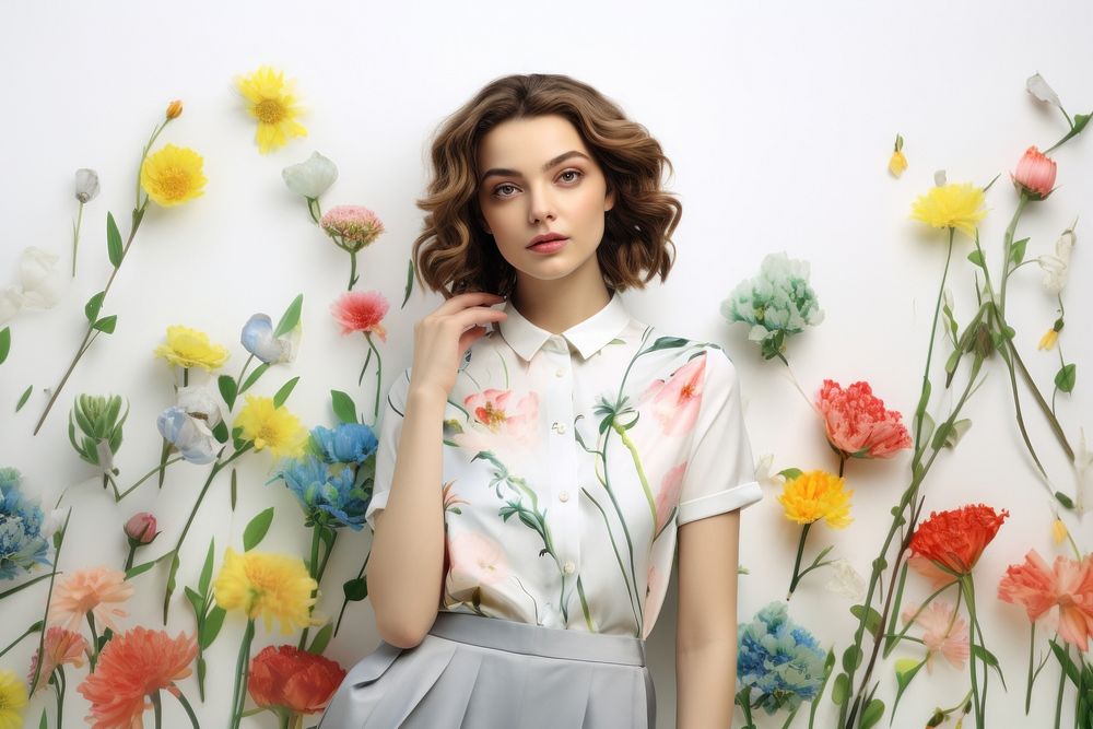 Portrait fashion blouse flower. 