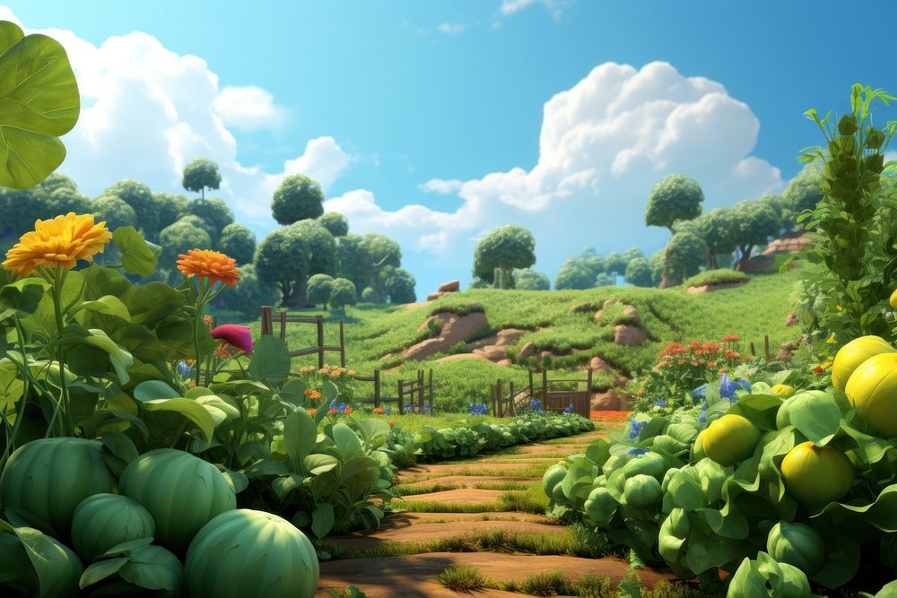 Garden landscape vegetable outdoors. AI generated Image by rawpixel.