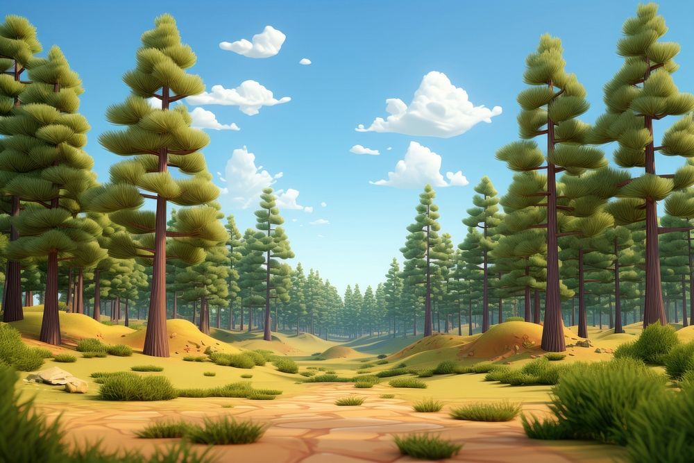 Forest tree land landscape. 