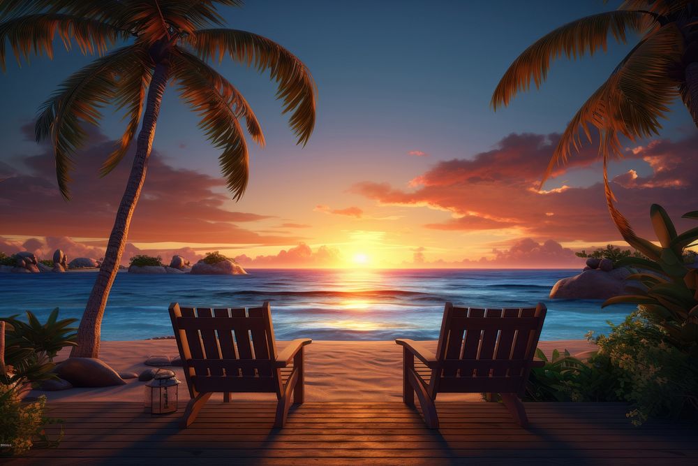 Beach furniture outdoors horizon. 