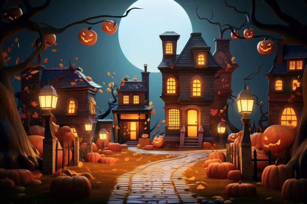 Halloween cartoon light night. AI generated Image by rawpixel.