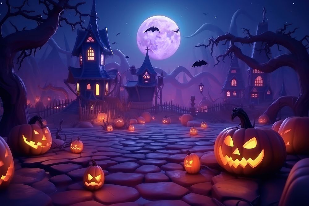 Halloween night outdoors cartoon