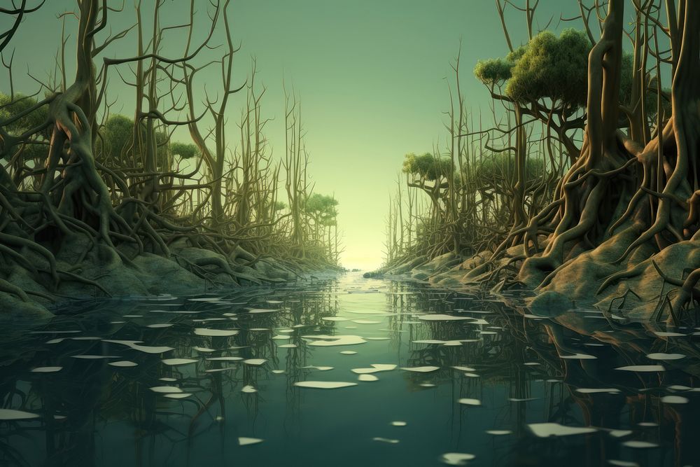 Forest swamp tree land. AI generated Image by rawpixel.