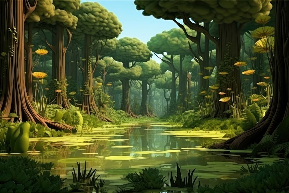 Forest tree land landscape. AI generated Image by rawpixel.