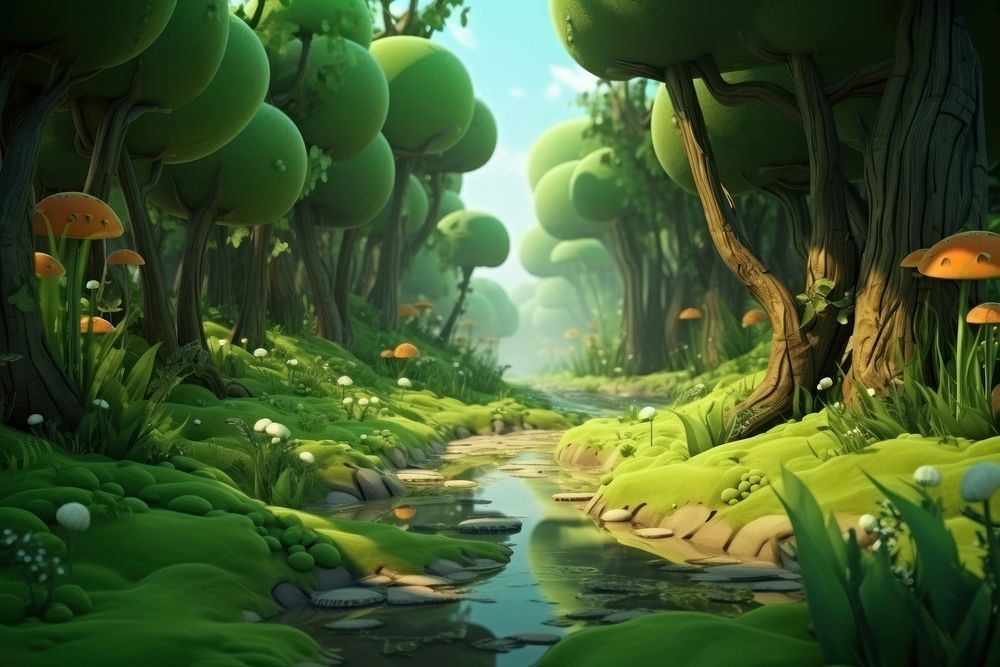 Land outdoors cartoon forest. AI generated Image by rawpixel.