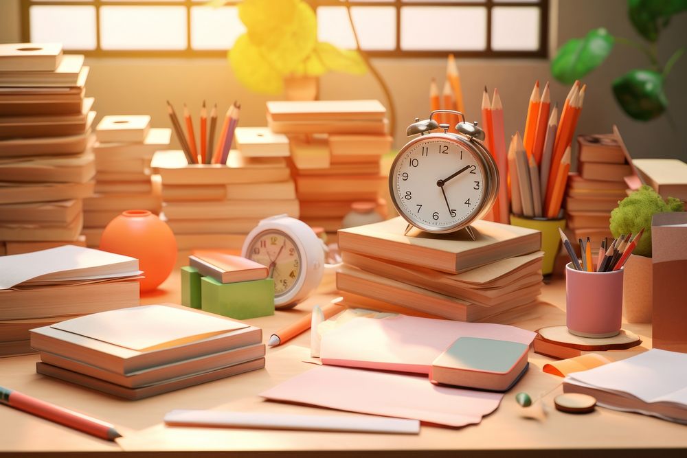 Table publication furniture clock. 