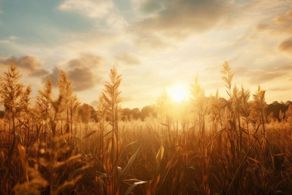 Sun landscape grassland sunlight. AI generated Image by rawpixel.