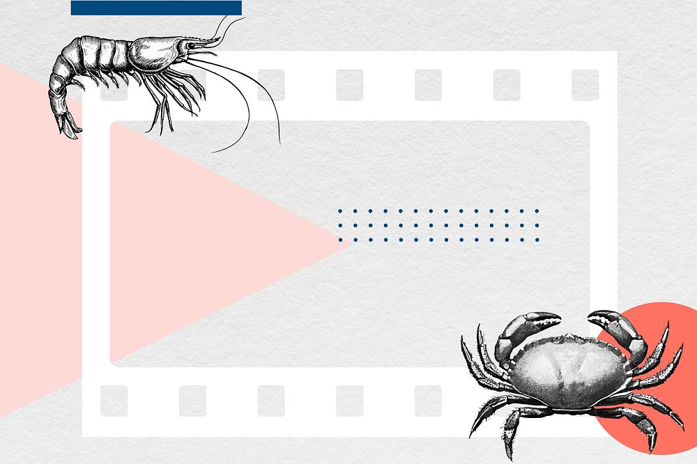 Abstract geometric background, prawn and crab frame