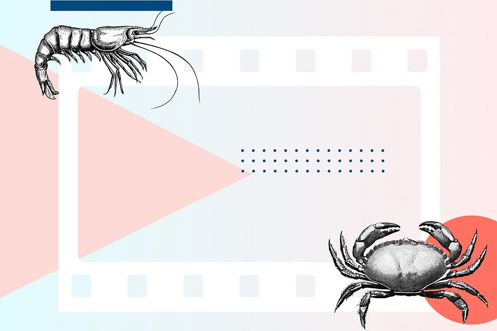 Abstract geometric background, prawn and crab frame