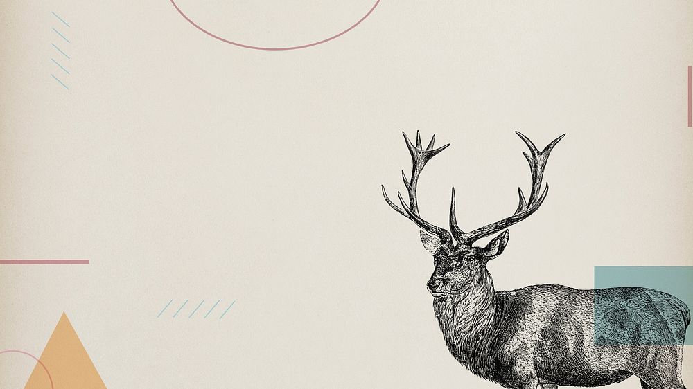 Beige geometric HD wallpaper, stag deer illustration