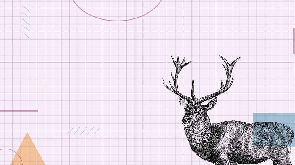 Purple grid  HD wallpaper, stag deer illustration