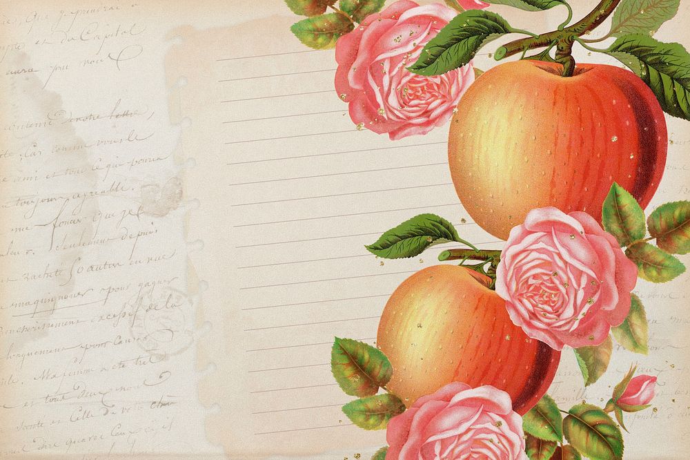 Rose and orange border, vintage illustration