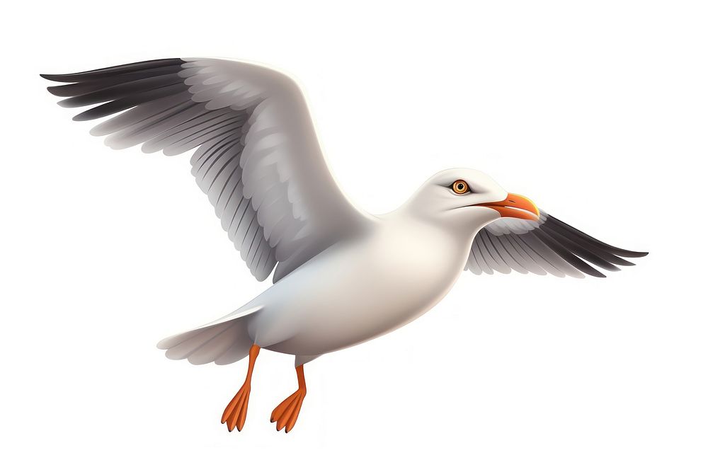 Seagull flying cartoon animal. AI generated Image by rawpixel.