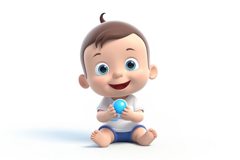 Baby boy cartoon toy white background. AI generated Image by rawpixel.
