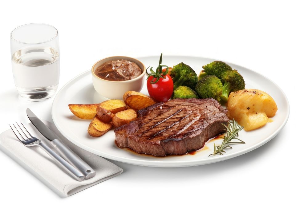 Steak plate lunch meal. AI generated Image by rawpixel.