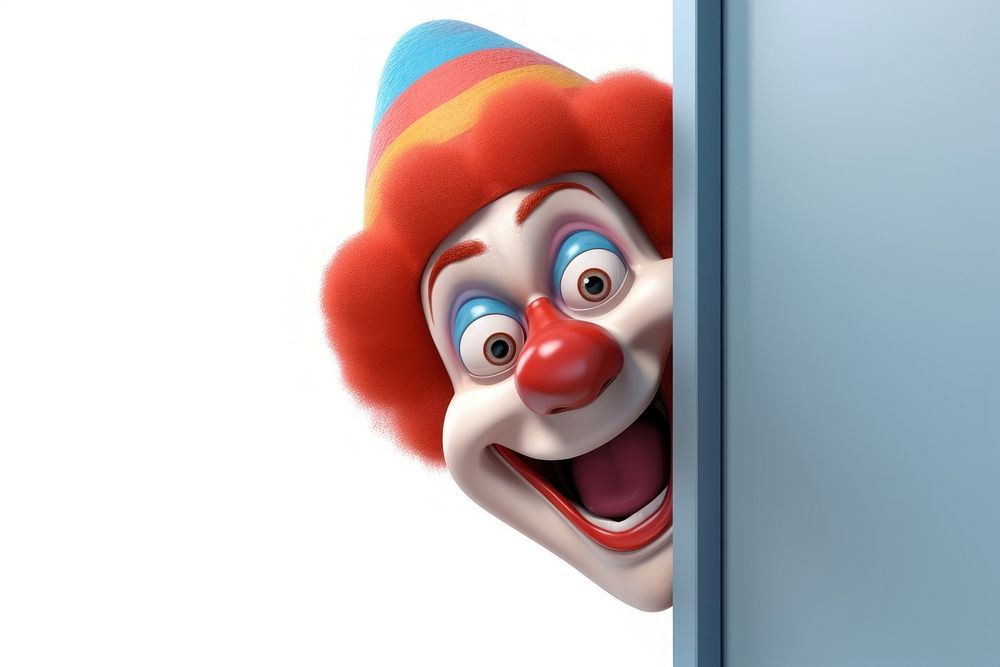 Clown peeking cartoon red performer. AI generated Image by rawpixel.