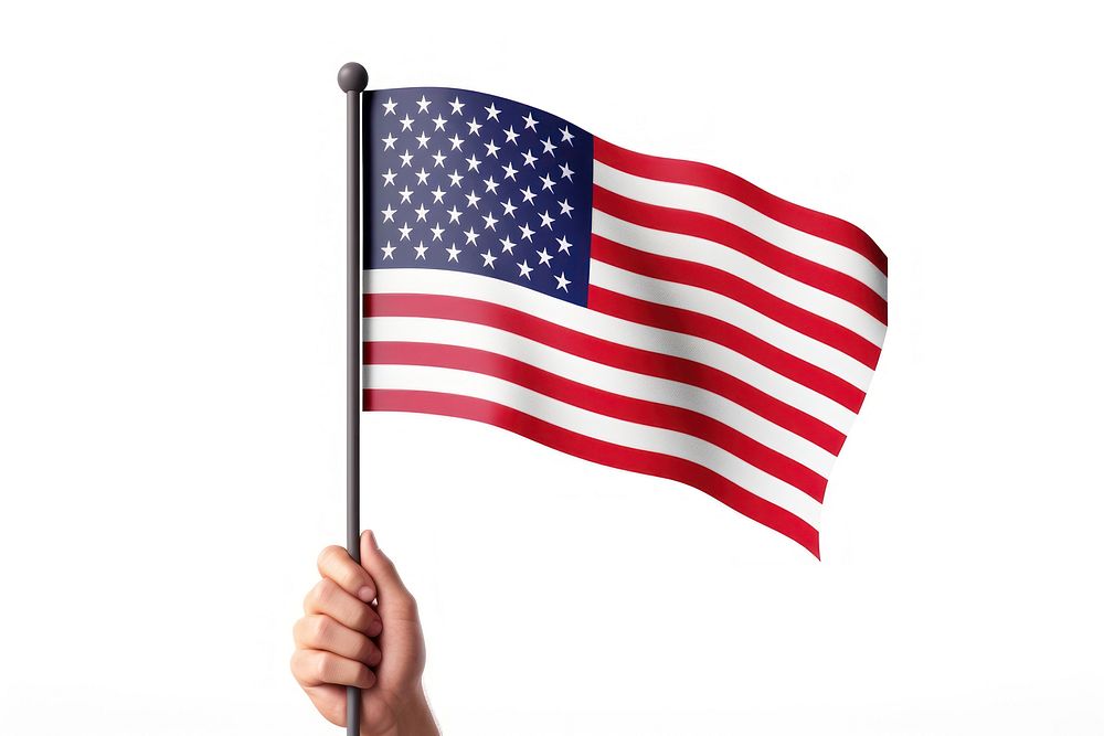 Flag holding hand white background. AI generated Image by rawpixel.