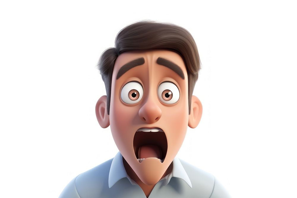 Man getting paranoid cartoon white background frustration. AI generated Image by rawpixel.