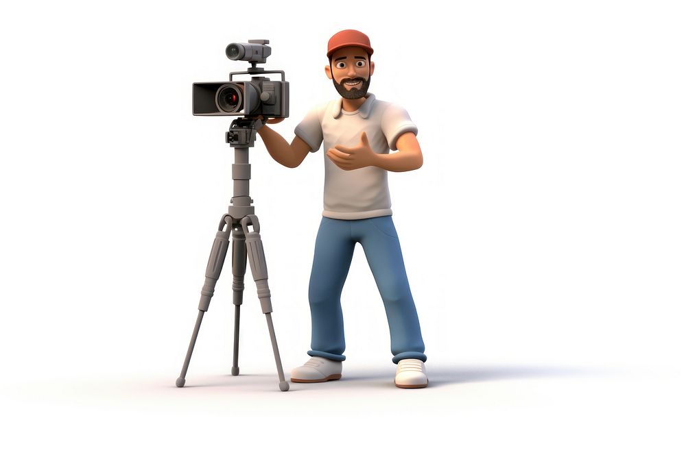 Tripod adult man white background. AI generated Image by rawpixel.