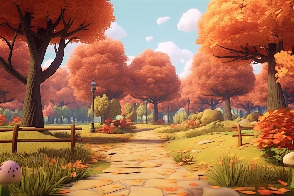 Autumn landscape outdoors cartoon. AI generated Image by rawpixel.