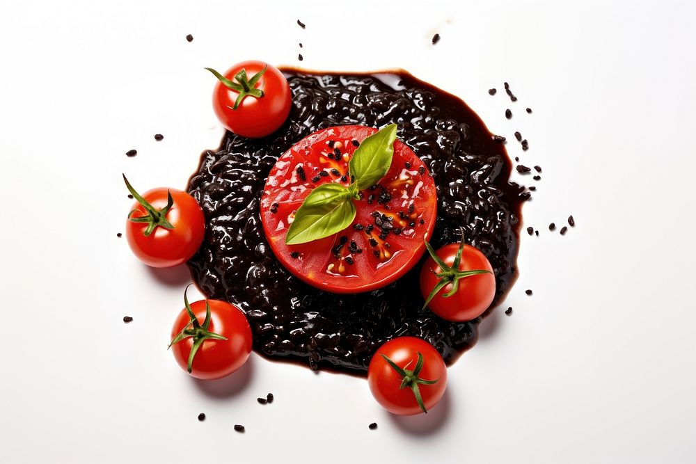 Tomato black food strawberry. AI generated Image by rawpixel.