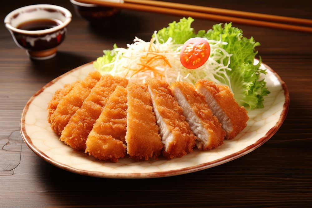 Tonkatsu seafood plate condiment. AI generated Image by rawpixel.