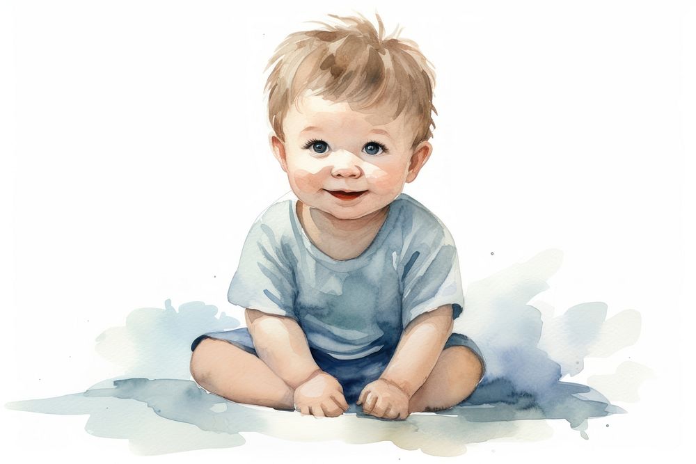 Baby boy crawling portrait white background. AI generated Image by rawpixel.