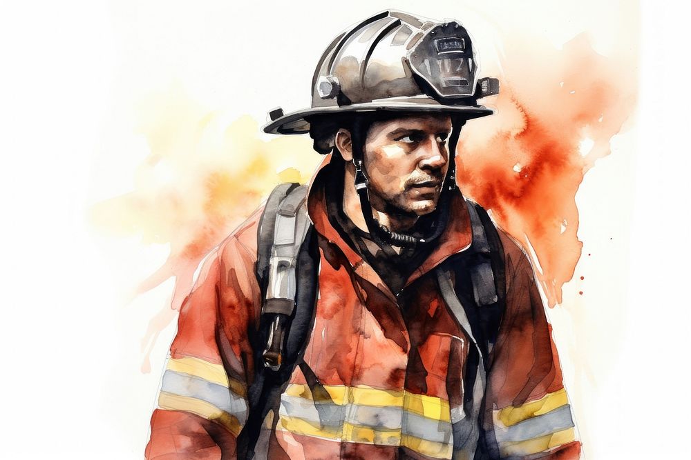 Firefighter helmet adult extinguishing. AI generated Image by rawpixel.