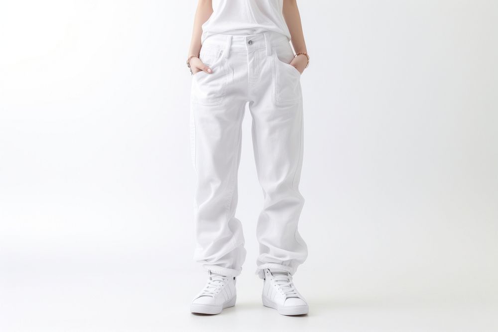 Footwear pants white jeans. AI generated Image by rawpixel.