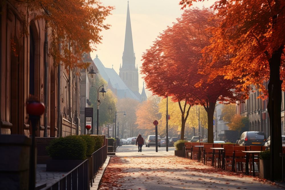 Autumn city plant town. AI generated Image by rawpixel.