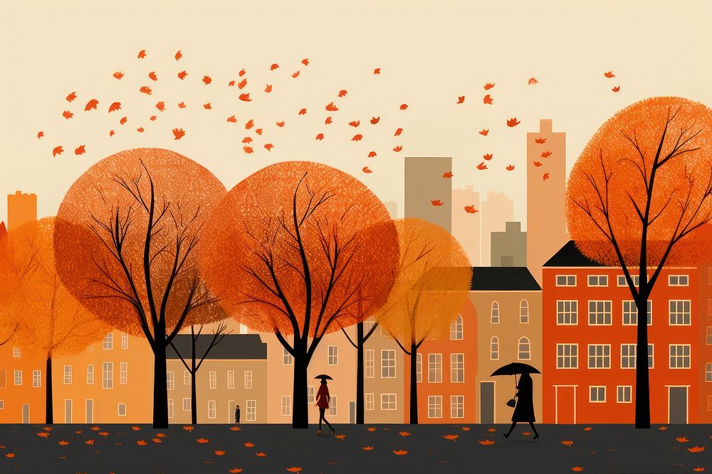 City outdoors autumn neighbourhood. AI generated Image by rawpixel.