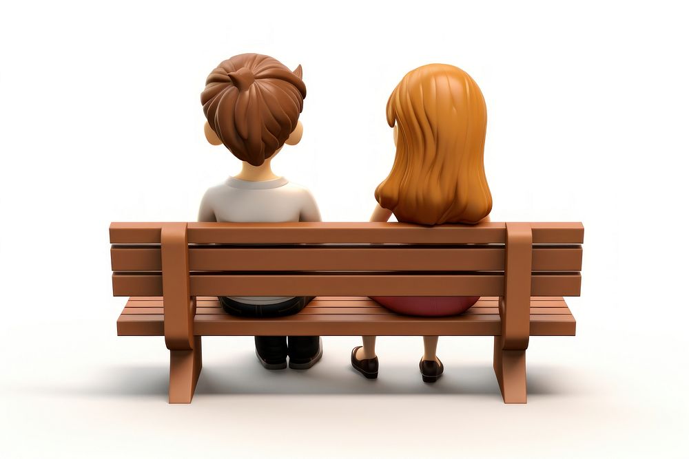 Couple bench furniture sitting. AI generated Image by rawpixel.