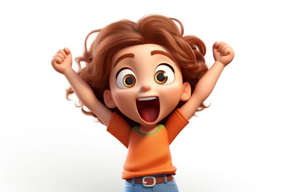 Excited kid cartoon toy white background. AI generated Image by rawpixel.