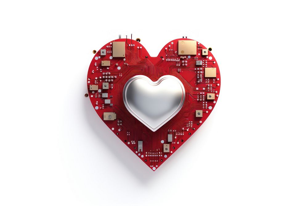 Heart white background heart shape technology. AI generated Image by rawpixel.