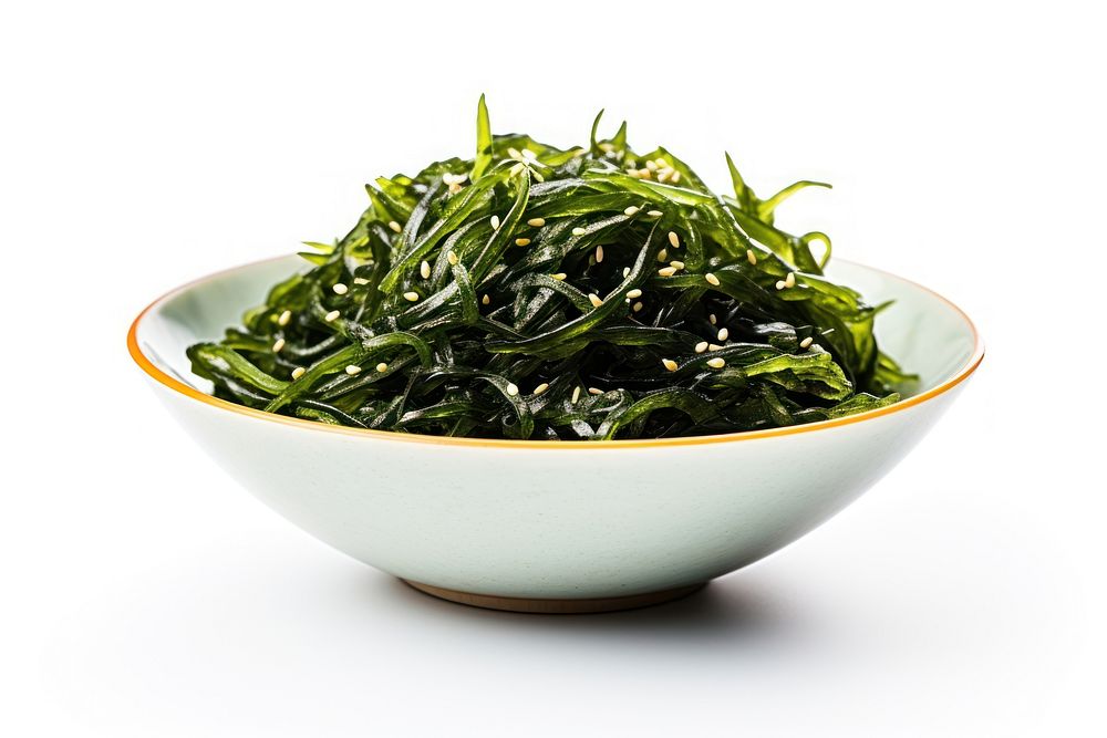 Seaweed plate white background vegetable. AI generated Image by rawpixel.